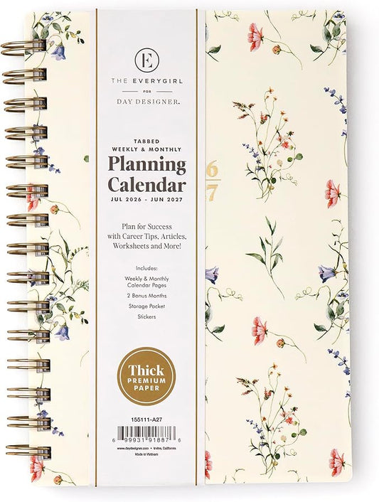 Blue Sky The Everygirl 2026-2027 Weekly and Monthly Academic Year Planner Calendar, July 2026 - June 2027, 5" x 8", Flexible Cover, Wirebound, Laminated Tabs, Storage Pocket, Includes Stickers, Marisa