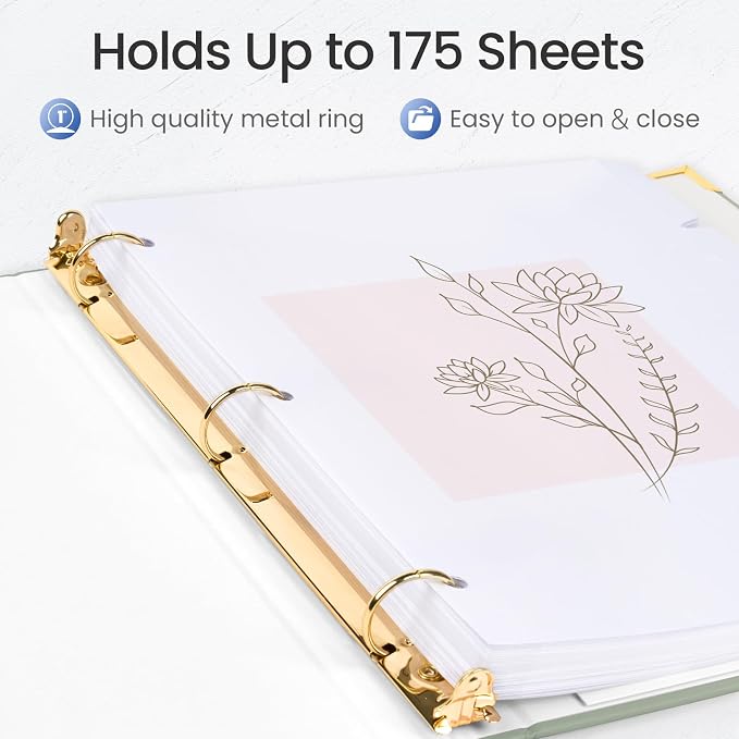 Sooez 4 Pack 3 Ring Binder with Metal Corners, Cute 1 Inch Binders Fits 175 Sheets of Paperwork, Three Ring Recipe Binder with Pocket for Women School Home Office Supplies, 8.5" x 11", Pastels
