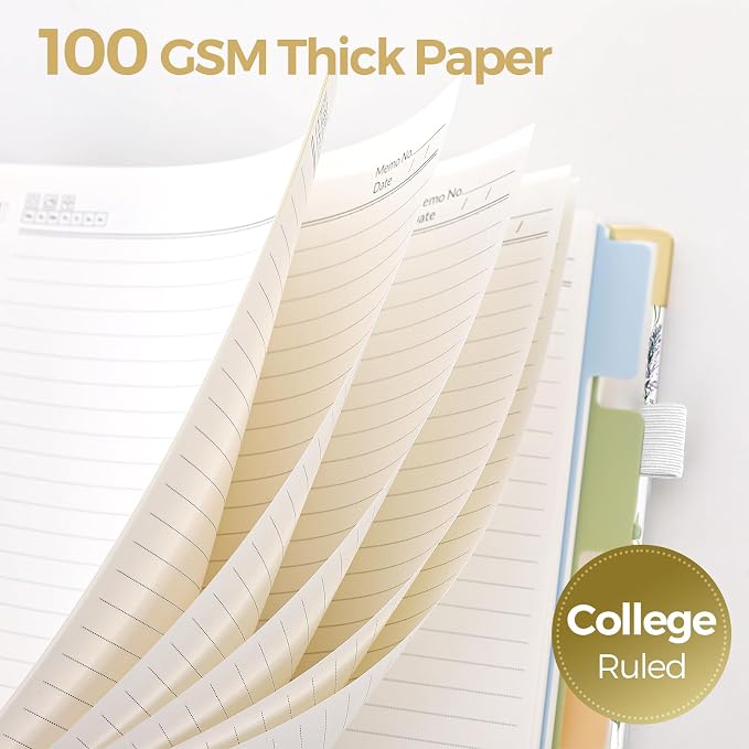 SKYDUE Sprial Notebook With Dividers Tabs, 5 Subject Notebook College Ruled