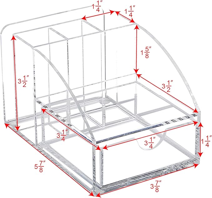 Ikee Design Acrylic Premium Desktop Office Supplies Organizer with Post It Note Pad Holder, Mail Storage and 3 Pencil Slots Pencil Holder, Office Supplies, 3 7/8 W x 5 7/8 D x 3 1/2 H in