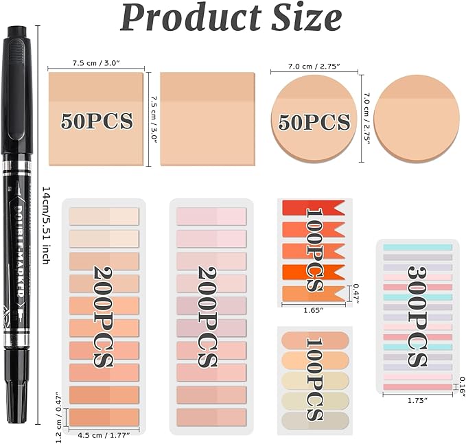 1100 Sheets Transparent Sticky Notes, Clear Waterproof 3 x 3 Sticky Notes with Pen, Translucent See-Though Note Tabs for Bible Study Book Annotation Kitchen Reminder (Coral Pink)