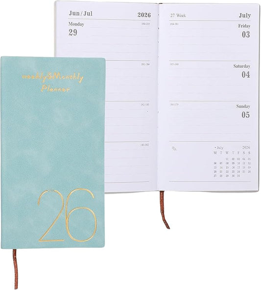 PATIKIL 2026 Daily Planner Notebook, A6 64 Sheets Undated to Do List Daily Weekly Monthly Goals Tracker Pocket Notebook for Office Home Study Work Time Management Fitness Habit, Light Blue