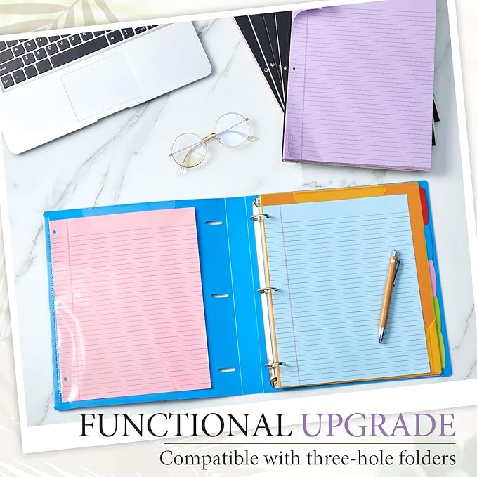 MotiMind 10 Pack 8.5" x 11" Top Spiral Notebook with 3 Hole Punched Multicolor Legal Pads College Ruled Notepad 50 Sheets Hard Cardboard Paper Wirebound Notepad for Office School Business