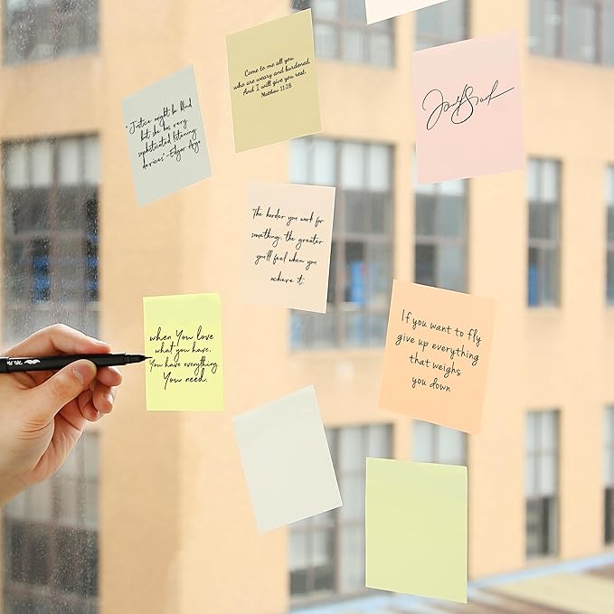 Mr. Pen- Transparent Sticky Notes, 3" x 3", 12 Pads, 600 Sheets, See Through Self-Adhesive Notes for Bible Journaling and Studying, Water-Resistant, Easy to Peel, Clean Removal