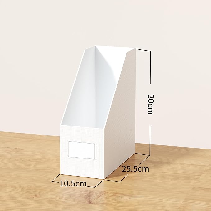 JiaWei White Magazine File Holders, 3 Packs Sturdy Cardboard File Rack, Office Organization Desktop Storage File Box Binder for Shelves and Desk, Folder Holder for Office or Classroom