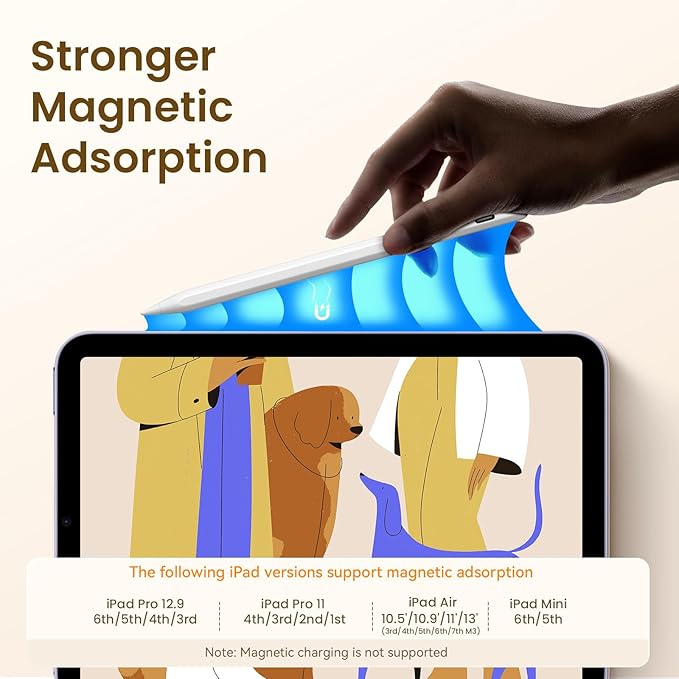 Hastraith Stylus Pen for iPad(2018-2026)-13 Mins Fast Charge with Tilt Sensitivity & Palm Rejection for iPad 11/10/9/8/7/6th Gen, Air 5/4/3/M4/M3/M2, Pro 13"/12.9"/11"/M4, Mini 7/6/5th, White