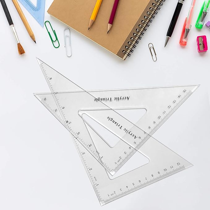 Coopay Large Triangle Ruler Set Square, 30/60 and 45/90 Degrees, Triangle Hollow