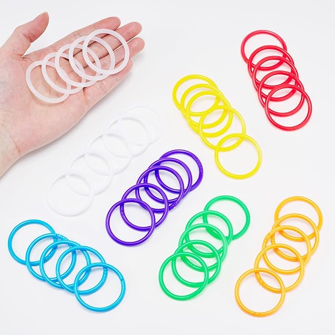 40Pcs Loose Leaf Binder Rings Colorful Book Plastics Notebook Paper Ring for Flash Cards Keychain Key Ring for Books Index Cards Students Teachers Workers School Office,8Colors,1.5inch