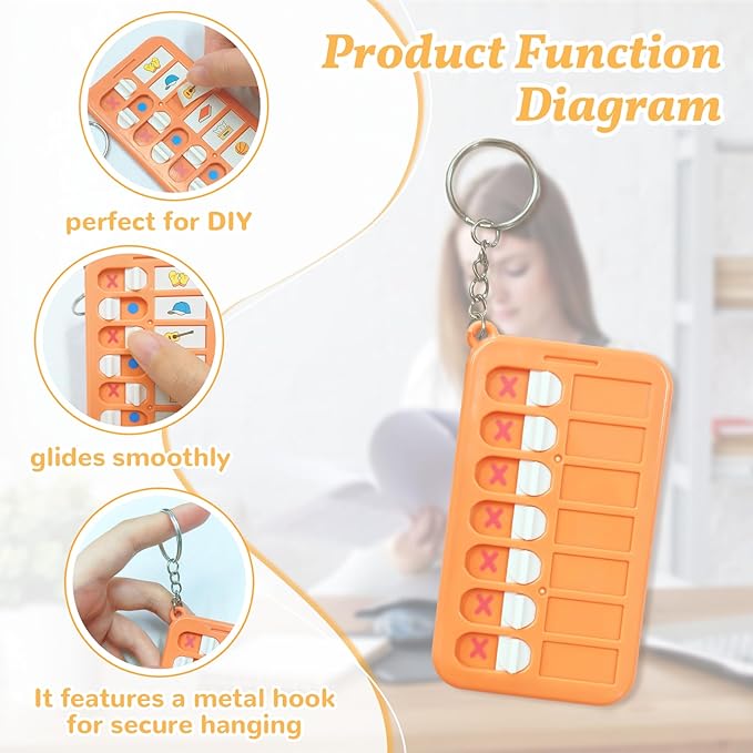 6 Pcs Portable Visual Schedule Keychain Checklist for Kids with Planning Sticker, Reminder Board Chore Chart ADHD Tools for Kids Adults for Daily Task Weekly Planning Memo Checklist Boards