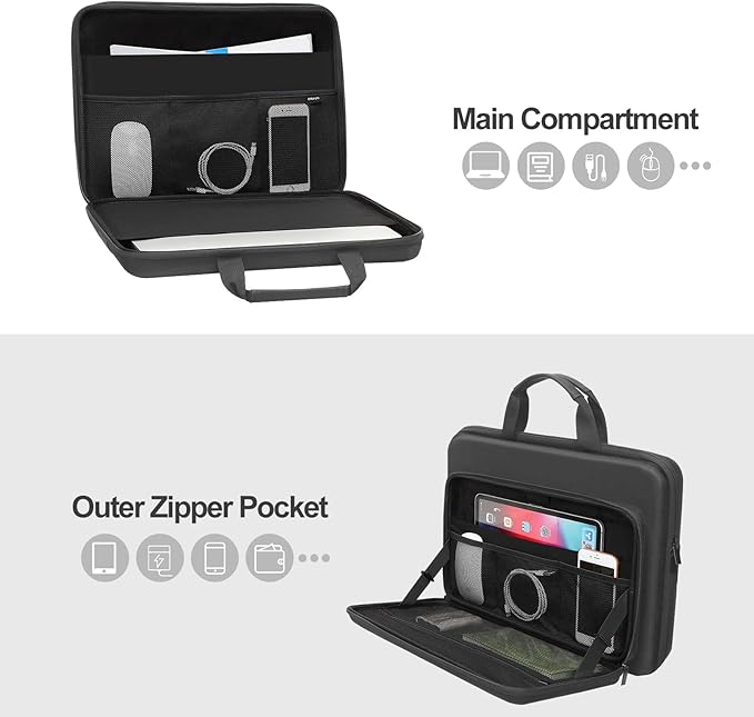 MOSISO 18-18.5 inch Laptop Hard Case, 18 inch Shockproof Waterproof Laptop Case Hard Shell Compatible with ASUS HP Dell Lenovo, Carrying Sleeve Computer Bag with Sturdy Handle&Front Pocket&Belt, Black