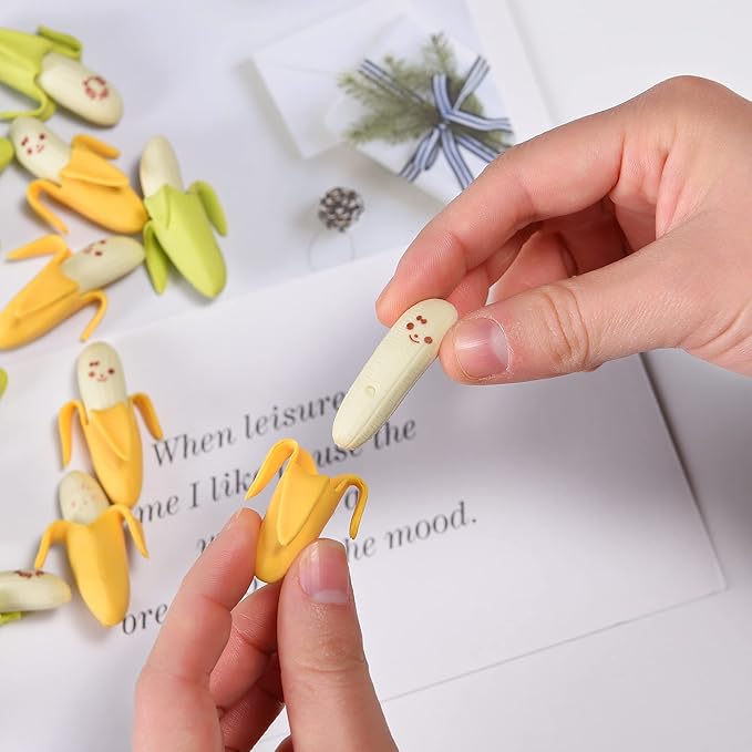 Mini Banana Erasers for Kids Bulk, 32 Pcs Small Cute Fruit Food Erasers for Home Classroom Reward Farty Favor