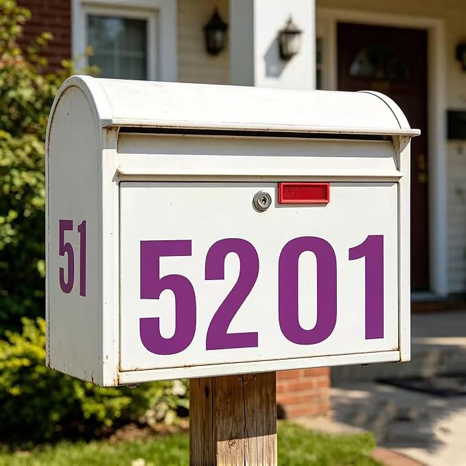 Number Labels 4 Inch, 6 Sheets Large Adhesive Numbers for Classroom Displays, Event Decorations, Warehouse Locations, Filing Systems and Organization Projects (Purple)