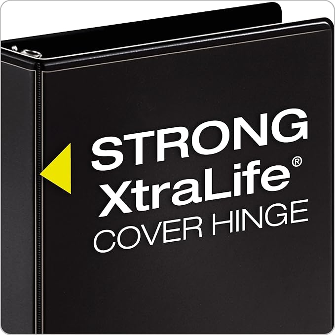 Cardinal 3 Ring Binder, Binders for School and Office, Durable 3 Inch Performer ClearVue Binder, Round Rings, 625-Sheet Capacity, Customizable ClearVue Covers, PVC-Free, Black (67525)