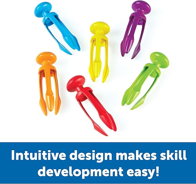 Learning Resources 3 Prong Tong, Pencil Grip Tongs, Sensory Bin, Fine Motor Toy, Set of 6, Ages 4+