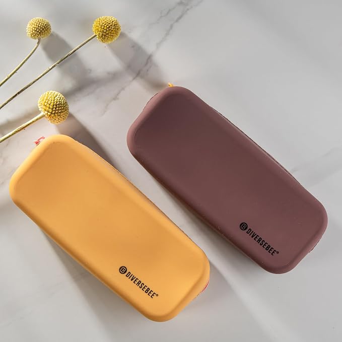 DIVERSEBEE Soft Silicone Pencil Case, Pencil Pouch with Zipper (Grape) | Aesthetic Pen Bag for School, Bible Study Journaling Supplies and Accessories, Cute Pencil Organizer