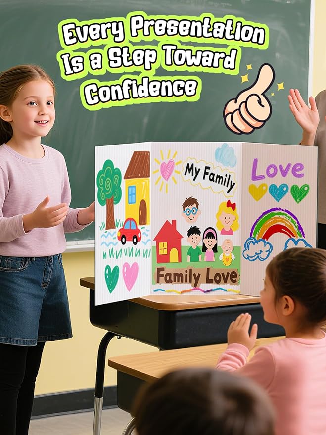 Small Trifold Poster Board 24" x 16" - Premium Quality Thick White Presentation Boards for Science Fair School Project, Display Board for Classroom Business Supplies (6Pcs)