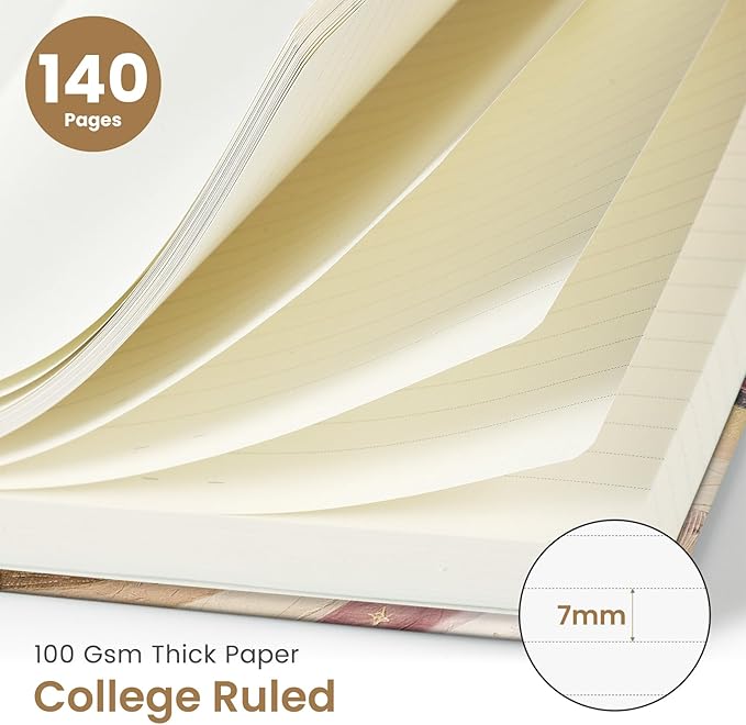Taja Lined Spiral Journal Notebook for Women, A5 Cute College Ruled Hardcover Notebook for Work & Note Taking, Pretty Journal for Writing, 140 Pages, Landscape