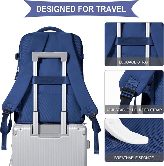 coowoz Travel Backpack for Women Men,Carry On Backpack,Hiking Backpack Outdoor Sports Rucksack Casual Daypack Travel Essentials Royal Blue