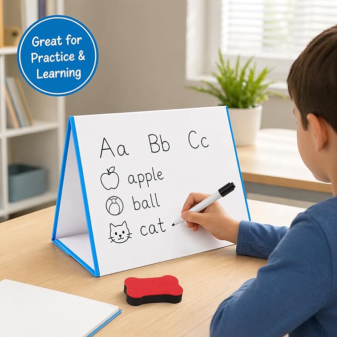 Dry Erase Boards 8 x 13 Inch Collapsible Double-Faced Magnetic White Board Teaching Tools Homeschool Supplies for Students Teachers Classroom