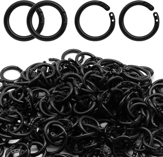 210 Pcs 1/2 Inch Plastic Binder Rings, Loose Leaf Binder Book Rings, Black Index Card Rings Binder Clip Rings for Flash Cards, Key Rings, Index Cards, Paper (15mm)