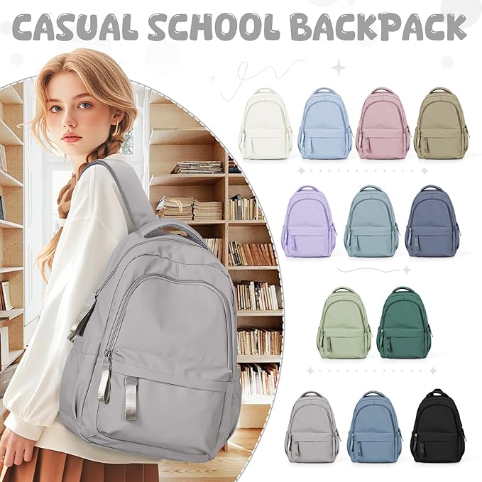 winspansy Small Backpack For School Girls Boys Aesthetic Lightweight Travel Daypack Simple Cute Backpack For Women Men College High School Bookbag Fit 14 Inch Laptop,Rrey Brown