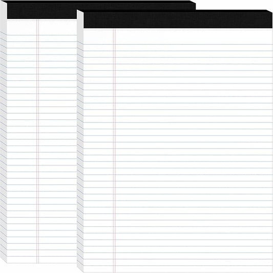 2Packs Legal Pads 8.5 x 11 Inch, 50Sheets/Pack, College Ruled & Perforated White Writing Pads, Pads of Paper 8.5 x 11, Lined Note Pads with Sturdy Backing for Office, Business & School Supplies