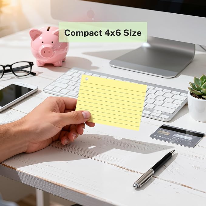 160 Pcs Colored Index Cards with Ring 4 x 6 Inch Heavyweight Ruled Flash Cards, Flashcards with Ring for School & Office Supplies and Home Organization, Durable Study To Do List Lined Note Cards
