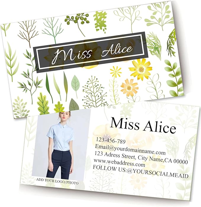 200/500Pcs Business Card Customization (Add Picture or Logo), Thick Coated Paper Business Card Double-sided Printing-2"x3.5" Inches (Color-K)