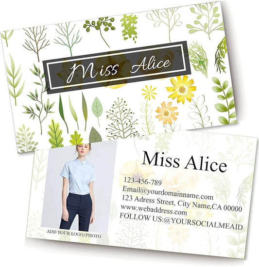 200/500Pcs Business Card Customization (Add Picture or Logo), Thick Coated Paper Business Card Double-sided Printing-2"x3.5" Inches (Color-K)