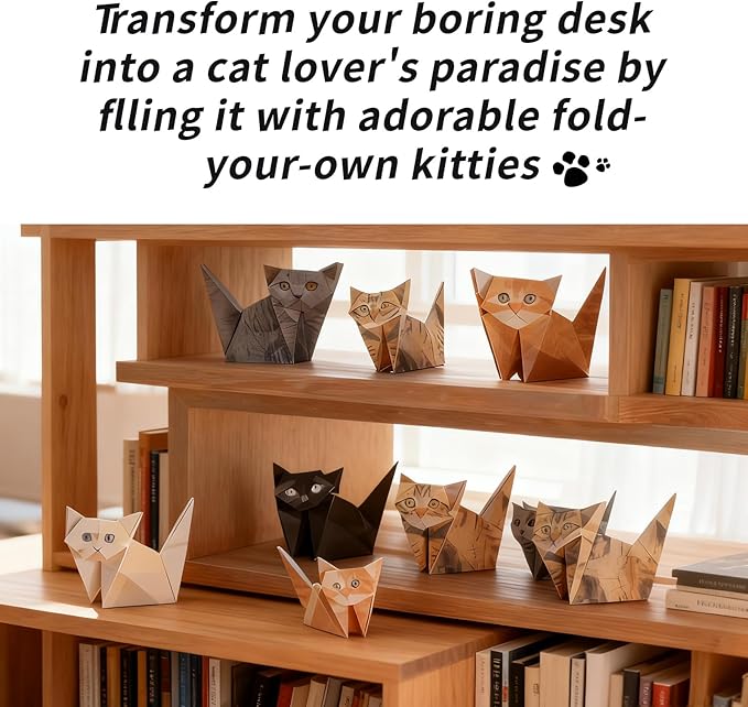 New 2026 Paper Cats - DIY Origami Paper Cats - 50 Sheets DIY Origami Paper to Fold Cute Cat Figures, paper cats origami,Fun Craft Activity for Adults & Kids, Desk Decoration & Gift for Cat Lovers