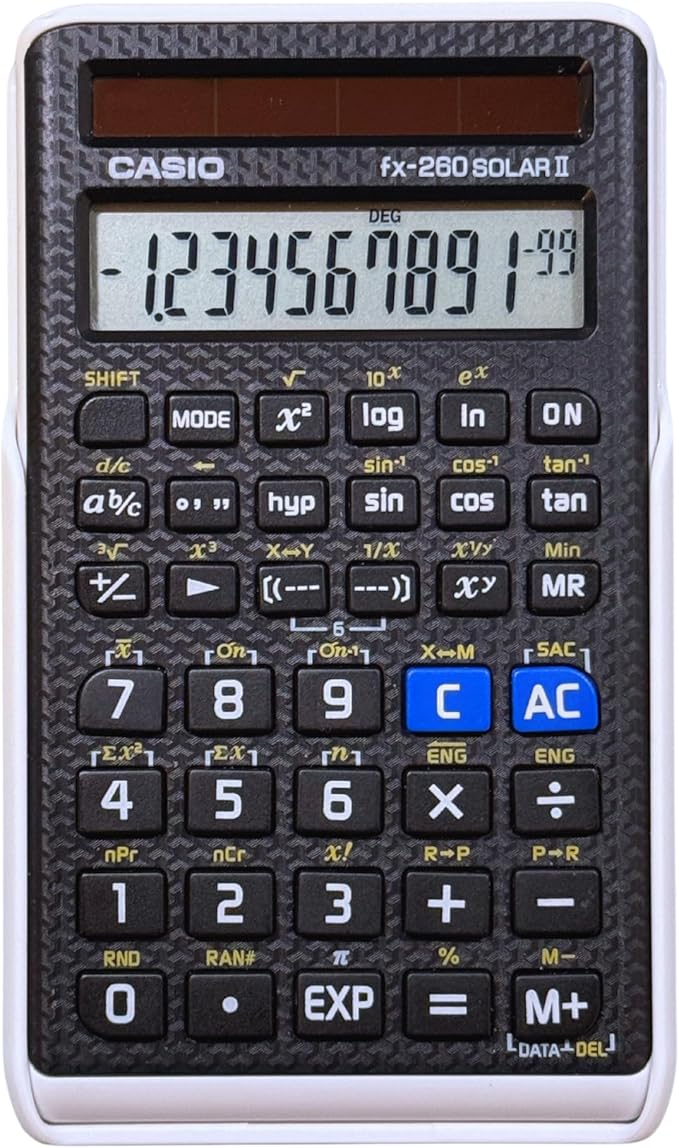 Casio fx-260 Solar II Scientific Calculator | 10-Digit Display | Fraction & Trig Functions | Ideal for Middle School, High School Math, Algebra, Trigonometry | Solar Powered