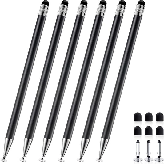 ChaoQ 2-in-1 Stylus Pen for Touchscreen, 6pcs High Sensitivity and Precision Stylus Pens for iPad iPhone Android Suitable for All Touch Screens (Black)