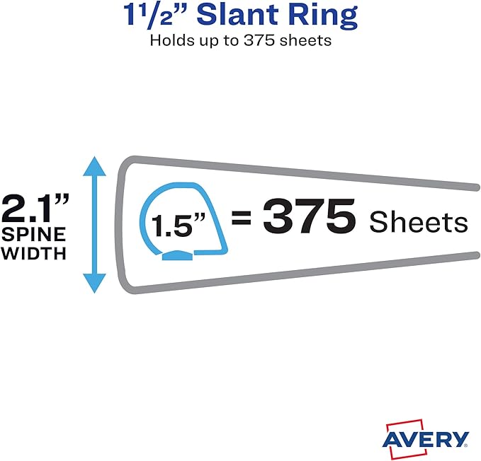 Avery Heavy-Duty View 3 Ring Binder, 1.5 Inch EZD Rings, Great for Portfolios, Office, School Notebooks, and More, 1 Mint Binder (79271) (Pack of 2)