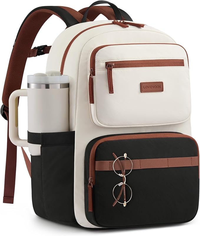 LOVEVOOK Laptop Backpack for Women, School Backpack for Teen Girls with Large Cup Holder, Lightweight Bookbag for College,Work,Travel fits 17.3 Inch Laptop