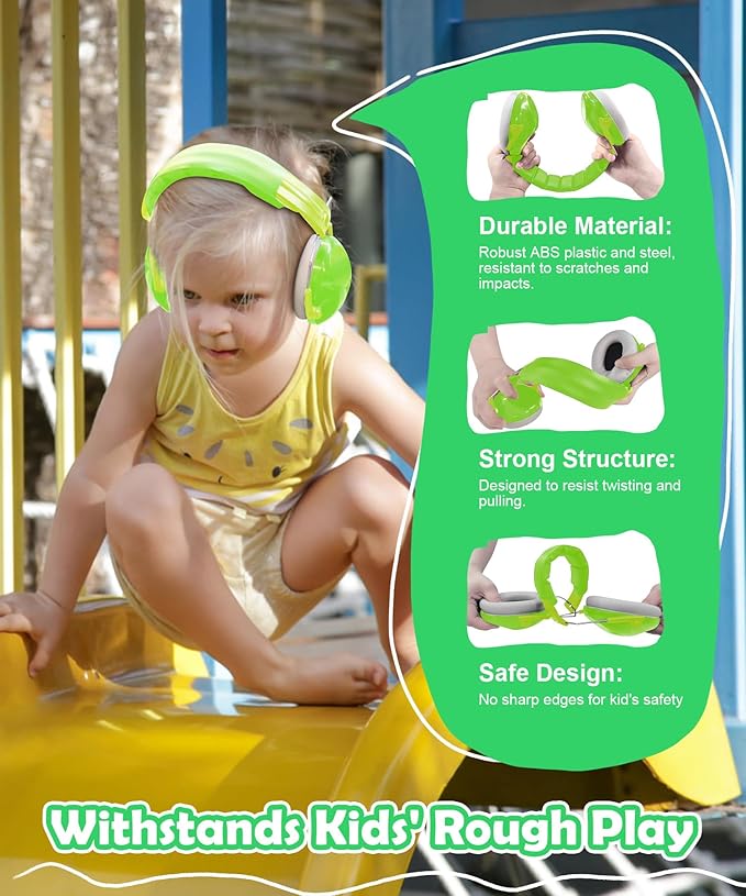 PROHEAR 032 2.0 Noise Cancelling Headphones for Kids - 25dB Noise Reduction - Adjustable Sensory Ear Protection Muffs for Concert, Fireworks, Monster Truck Shows, School - Green