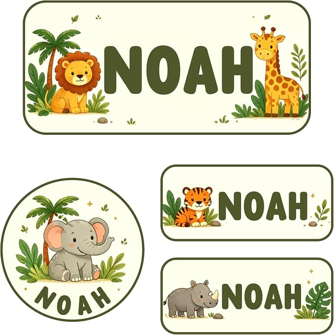 Personalized Custom Name Labels, 120 Waterproof Stickers, Multi-Size for Water Bottles, Clothing Tags, Lunch Boxes and Backpacks