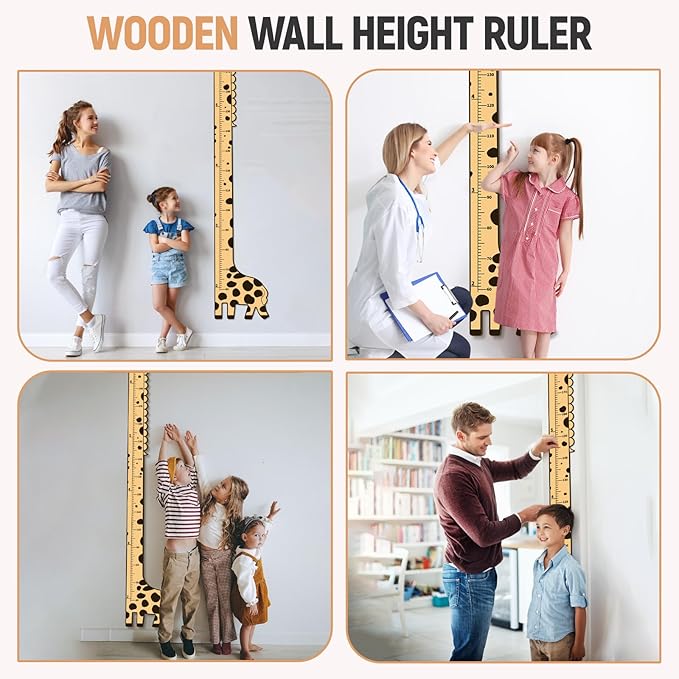 Wooden Growth Chart for Kids,Giraffe Height Chart for Boy Girls,Measuring Board for Kids Height,for Child's Room,Nursery Decor Decoration Wall Art (Brown giraffe)