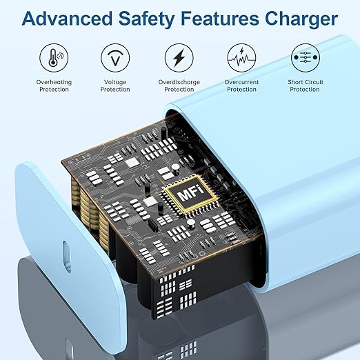 iPhone 17 16 15 Charger/6ft Type C to C Charging Cable Cord Long,USB C Fast Charging Block Plug for Apple iPhone 17 Pro Max/17 Air/16 Pro/16/15 Plus/AirPods/iPad/mini Plug Cube Birck Box Power Adapter