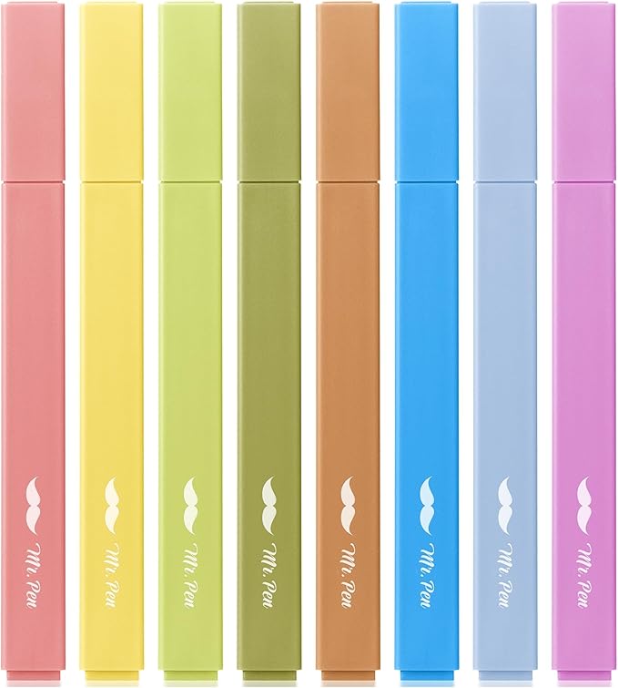 Mr. Pen- Aesthetic Highlighters No Bleed, 8 Pack, Autumn Colors, Chisel Tip, Cute Highlighters Assorted Colors for Journaling, Highlighting, Underlining, Fast Dry, Back to School Supplies