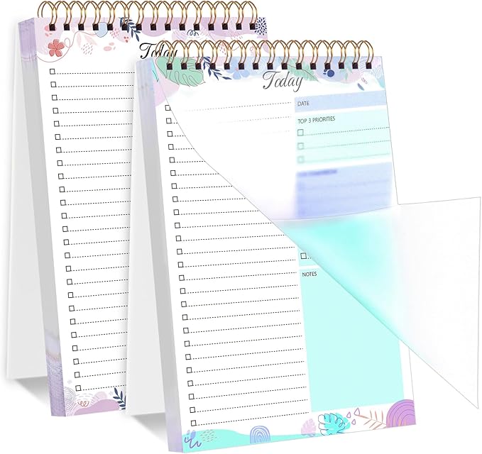 Thboxes 2 Packs To Do List Notepad, 104 Pages To Do List Notebook A5 Undated Daily Planner Notepad with Task Checklist Home Office School Supplies