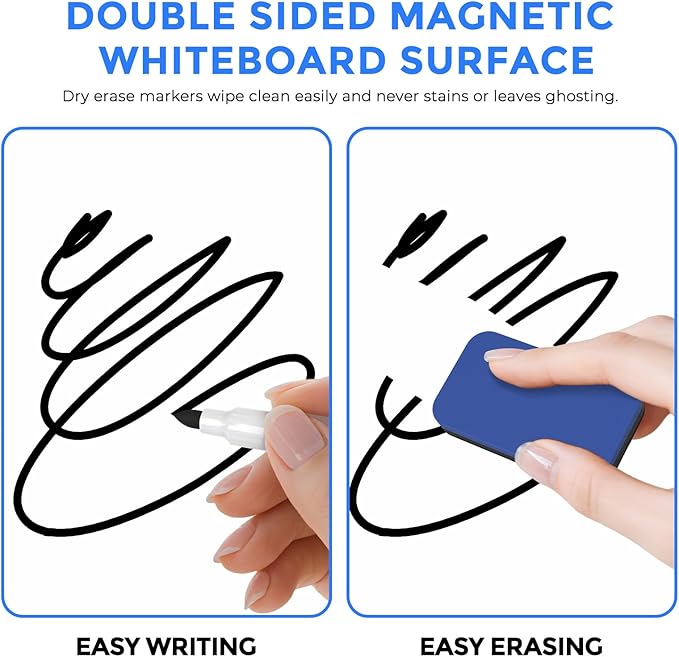 MaxGear Monthly Calendar Dry Erase Board for Wall, 24"x18" Magnetic Double-Sided White Board, Hanging Whiteboard for Planning, Drawing, Memo, to Do List, School, Home, Kitchen, Office