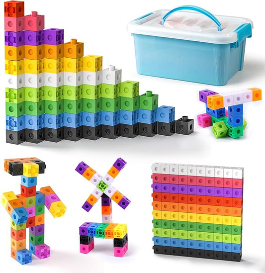TOMMYHOME Math Linking Cubes with Box 301PCS, Preschool Math Manipulative, Kids Counting Blocks Play Set, Suitable for Learning Educational Supplies in Kindergarten. Great Gift for Boys & Girls (1)