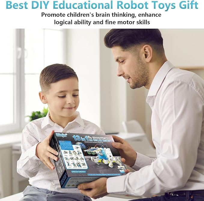 Dioju 13-in-1 Solar Robot Toys for Ages 8 9 10 11 12 Year Old Boys Girls, STEM Science Kits for Kids Age 8-12, Building Experiments Robotics Kit STEM Projects for Kid Christmas Birthday Gifts (White)