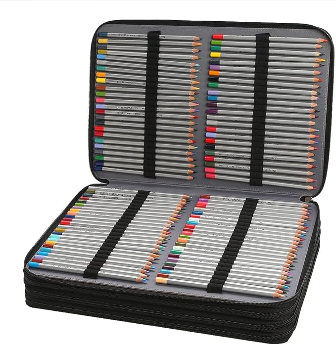 Portable Colored 384 Slots Pencil case Organizer with Printing Pattern for Watercolor Pens or Markers, Pencil Case Organizer for Artist