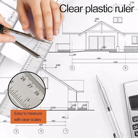 YYJ HOME Clear Plastic Ruler, 12 Inch, 3 Pack, Transparent, Acrylic, Plastic Construction