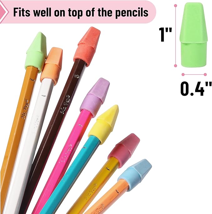 Mr. Pen- Pencil Erasers Toppers, 500 Pack, Colorful, Latex Free, No Smudge, Mr Pen Erasers for Pencils, Bulk Pencil Eraser Caps, Teachers as School Supplies, Classroom Set for Kids