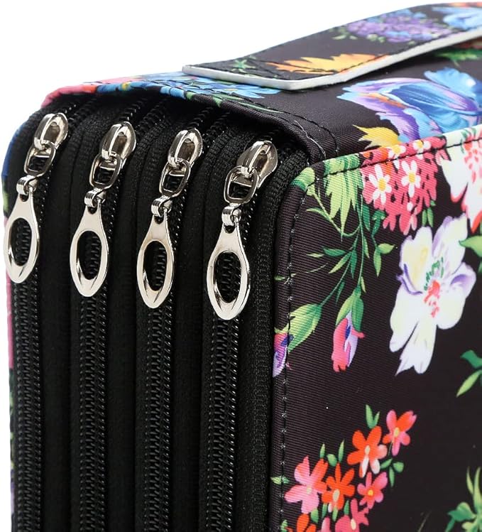 Portable Colored 200 Slots Pencil case Organizer with Printing Pattern for Watercolor Pens or Markers, Pencil Case Organizer for Artist