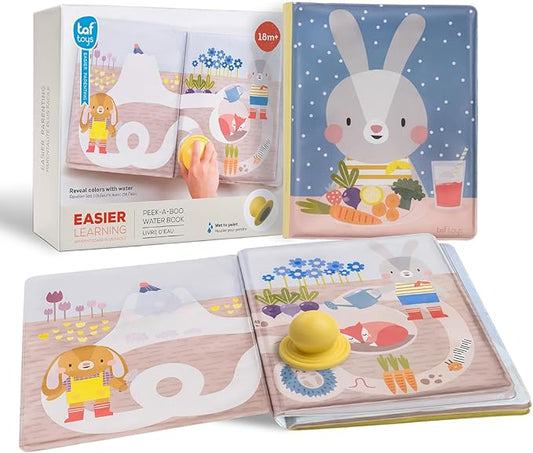 Taf Toys water reveal pad with Magic Stamp Interactive Reusable Water-Reveal Activity book for Toddlers 18 month, Non-Toxic & Quick-Drying Baby water magic for Toddler and Infants, Perfect Shower Gift