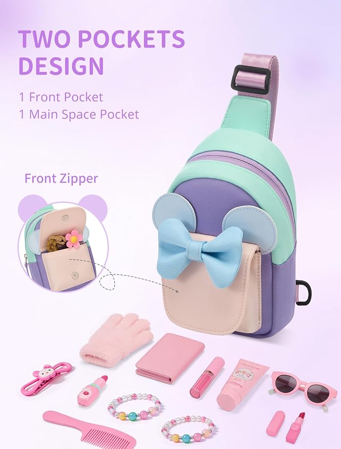 Birthday Back to School Gifts for Girls 3-8, Kids Fanny Pack Toddler Purse | Cute Fashion Sling Crossbody Bag for 3 4 5 6 7 8 Year Old Girls with Adjustable Strap. Perfect for Travel Holiday Essentials