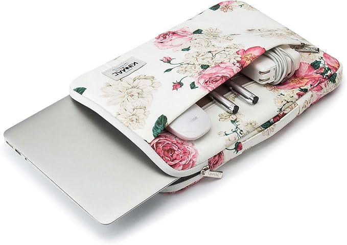 Kinmac 360° Heavy Duty Protective Laptop Computer Sleeve case Bag Cover with Handle for MacBook Pro 14 inch,14 inch-14.4 inch HP Lenovo Dell ASUS Acer Laptop (Peony)